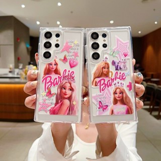 【Barbie Pink】เคส Samsung S23Ultra S22Ultra A54 A14 A34 S23+ โทรศัพท์มือถืออะคริลิคแข็ง ป้องกันกล้อง กันกระแทก สําหรับ S22+ S23Plus