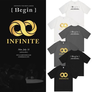 เสื้อยืดแขนสั้นลําลอง คอกลม ผ้าฝ้าย พิมพ์ลาย Kpop Infinite Begin สําหรับผู้ชาย และผู้หญิง