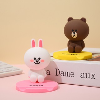 Linefriends ตัวยึดโทรศัพท์มือถือ Pvc แบบนิ่ม ลายการ์ตูนหมีบราวน์ สําหรับตั้งโต๊ะ ของขวัญ