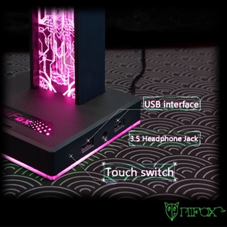 Piifox ขาตั้งหูฟังเล่นเกม RGB ฮับขยาย USB ในตัว สีเมจิก