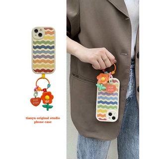 เคสสีส้ม สีส้มไล่ระดับ Tianyu Rainbow Orange Flower จี้เคสมือถือสำหรับ IPhone 13เคสป้องกัน iphone14แหวน11promax 8plus กระเป๋าสะพายข้าง xsmax สร้างสรรค์ xs ผู้หญิง11แอปเปิ้ล12