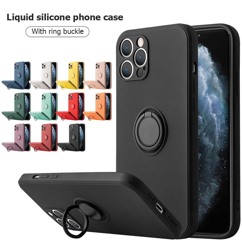 Iphone16 16Pro 16ProMax 16Plus 15Pro คุณภาพสูงซิลิโคนเหลวผู้ถือแหวนเคสโทรศัพท์สําหรับiPhone 16 15 14 Pro Max Plus Anti Scratch Anti-Fingerprintsโทรศัพท์ปกหลังProtector
