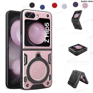 For Samsung Galaxy Z Flip5 flip 5 5G zflip5 Case Magnetic Car Holder Ring Shockproof Armor Phone Cover