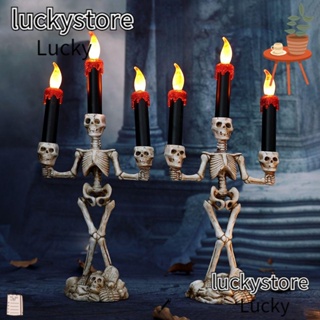 Lucky โคมไฟ LED พลาสติก รูปผี ไร้เปลวไฟ สําหรับตกแต่งปาร์ตี้ฮาโลวีน