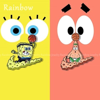 [Rainbow] เข็มกลัดโลหะ ลายการ์ตูน SpongeBob น่ารัก แฟชั่น สําหรับติดกระเป๋าเป้สะพายหลัง