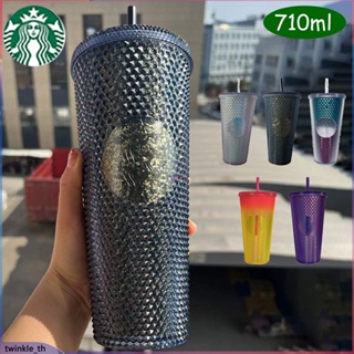 【ready Stock】710ml Starbucks Tumbler Straw Cup New Ins Frosted Durian Series Diamond Drinking Studded Bottle (twinkle.th)
