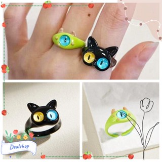 Dealshop แหวนนิ้วมือ ลายแมวดํา เครื่องประดับ สําหรับปาร์ตี้ ของขวัญ