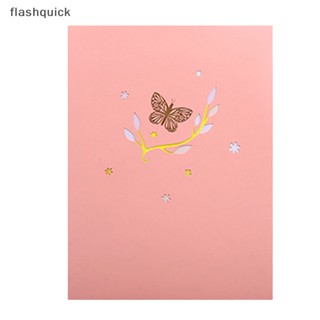 Flashquick การ์ดป๊อปอัพ รูปผีเสื้อ 3D สีม่วง สําหรับผู้หญิง