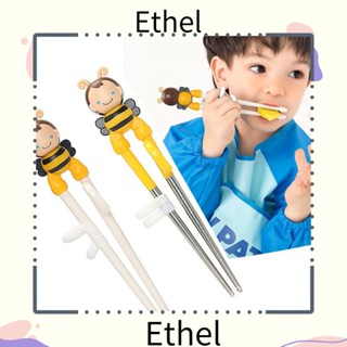 Ethel1 ตะเกียบสเตนเลส ABS สีเหลือง สําหรับฝึกผึ้ง ทานอาหารเด็ก ผู้เริ่มต้น