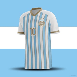 เสื้อยืดคอกลม พิมพ์ลายฟุตบอล World Cup Argentina Jersey พลัสไซซ์