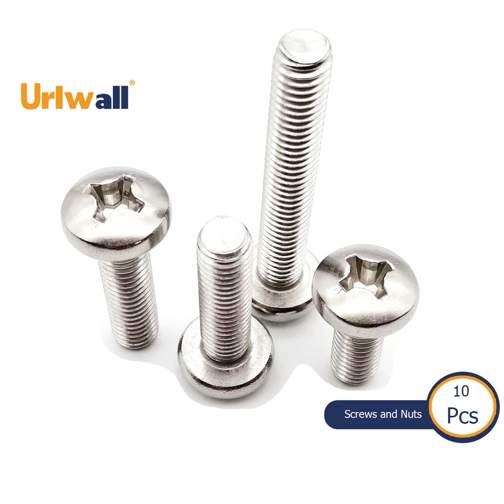 Urlwall 10 ชิ้น M2 M2.5 M3 M4 M5 304 สแตนเลส Cross Phillips ฮาร์ดแวร์อุปกรณ์เสริมพิเศษรอบ Pan หัวสกรู Bolt สําหรับเฟอร์นิเจอร์ตู้อุปกรณ์เสริม