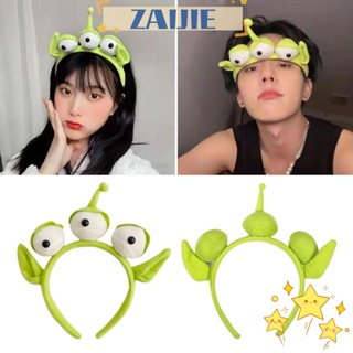 Zaijie24 เอเลี่ยน สีเขียว ที่คาดผม น่ารัก ลูกตา กันลื่น ที่คาดผม ตุ๊กตา ผ้ากํามะหยี่ขนนิ่ม