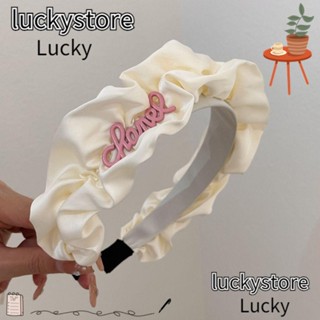 Lucky ที่คาดผม ผ้าจับจีบ ลายตัวอักษร สําหรับผู้หญิง