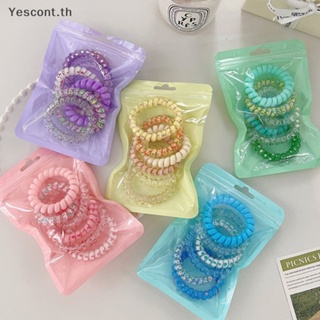 Yescont ยางรัดผม แบบเกลียว ยืดหยุ่น สีแคนดี้ แฟชั่นฤดูร้อน สําหรับผู้หญิง 6 ชิ้น ต่อชุด