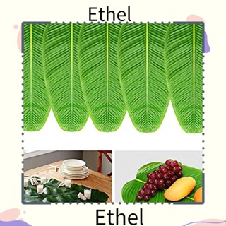 Ethel1 แผ่นรองแก้ว ลายใบกล้วยจําลอง กันลื่น ทนความร้อน สําหรับตกแต่งบ้าน สวน ห้องครัว งานแต่งงาน ปาร์ตี้ 3 ชิ้น