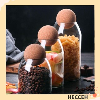 Hecceh โหลแก้วเก็บอาหาร ชา กาแฟ น้ําตาล พร้อมจุกไม้คอร์ก