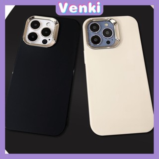 Venki - เข้ากันได้สำหรับ เคสไอโฟน เคสไอโฟน11 เคส iphone 11 Anti-Fingerprint Matte TPU Soft Case Luxury Metal Plating Camera Frame Black Beige Thickened Compatible with iPhone 14 Pro max 13 Pro max 12 11 Pro max