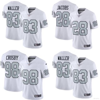 Qy NFL เสื้อยืดลําลอง แขนสั้น พิมพ์ลาย Las Vegas Raiders Jersey Waller Crosby Jacobs สีขาว พลัสไซซ์