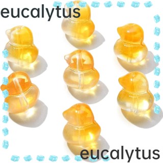 Eucalytus1 ลูกปัดแก้ว รูปสัตว์ เป็ด สีเหลือง 12 มม. สําหรับทําเครื่องประดับ ต่างหู DIY 100 ชิ้น