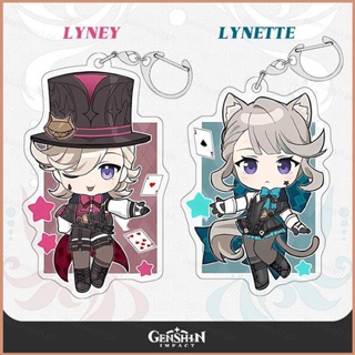 23 Genshin Impact Lynette Lyney พวงกุญแจ อะนิเมะ อะคริลิค น่ารัก กระเป๋า จี้การ์ตูน พวงกุญแจ ของขวัญ