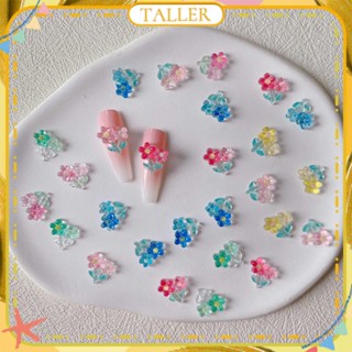 ✧พร้อมส่ง 50pcs Nail Art Mini Flower Series Jewelry Ice Transparent Double Flower Cartoon Resin Nail Decoration Manicure Tool For Nail Shop TALLER