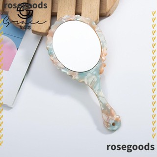 Rosegoods1 กระจกแต่งหน้า ทรงกลม พร้อมที่จับ แบบพกพา คุณภาพสูง