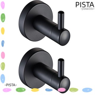 Pista ตะขอแขวนผ้าขนหนู กุญแจ สเตนเลส สีเงิน ทนทาน ติดตั้งง่าย สีดํา 2 ชิ้น