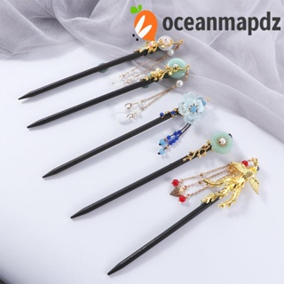 Oceanmapdz กิ๊บติดผม ที่คาดผม เรียบง่าย ฮั่นฝู ดิสก์ผม ผู้หญิง สไตล์จีน ส้อมผมไม้