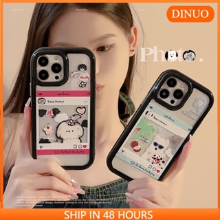 เคสโทรศัพท์มือถือ ขอบสีดํา ลายลูกสุนัข สําหรับ iphone14promax 13 12 11 XR XS X XSMAX-DINUO