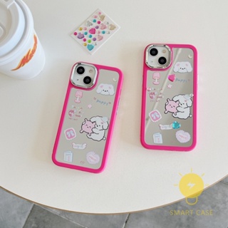 For เคสไอโฟน 14 Pro Max [Cute Puppy Plating Mirror] เคส Phone Case For iPhone 14 Pro Max Plus 13 12 11 For เคสไอโฟน11 Ins Korean Style Retro Classic Couple Shockproof Protective TPU Cover Shell