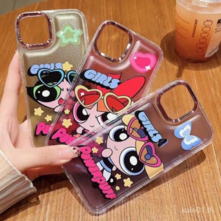 เคสป้องกันโทรศัพท์มือถือ ลาย Powerpuff Girls พร้อมแหวนโลหะ สําหรับ iPhone 13 14Promax 11 12 x xr xsmax 7p 8plus