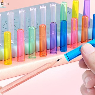 [Dhin] ฝาครอบดินสอ พลาสติกใส สีแคนดี้ สําหรับนักเรียน เด็ก 6 ชิ้น