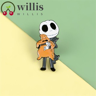 Willis แจ็ค Skellington ป้ายเครื่องแต่งกาย อุปกรณ์ประกอบฉาก อะนิเมะ เข็มกลัด ฮาโลวีน ผู้หญิง ผู้ชาย เครื่องประดับ ของขวัญ แจ็ค ปกเสื้อ ฝันร้าย ก่อนวันคริสต์มาส