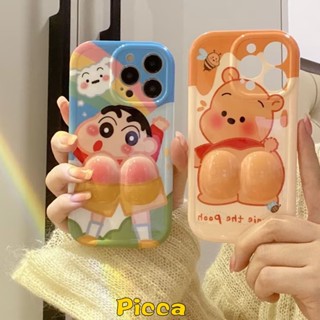 เคสโทรศัพท์มือถือ TPU นิ่ม ลายการ์ตูนหมีพูห์ ชินจัง 3D คลายเครียด สําหรับ IPhone 11 13 14 12 Pro MAX 6s 7 6 8 Plus X 8plus 7plus XS MAX SE 2020 XR