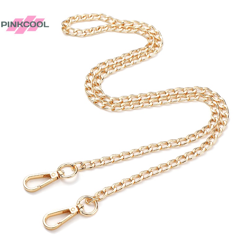 Pinkcool ใหม่ สายโซ่โลหะ สีทอง สีดํา 60 100 ซม. สําหรับกระเป๋าถือ กระเป๋าสะพายไหล่ DIY