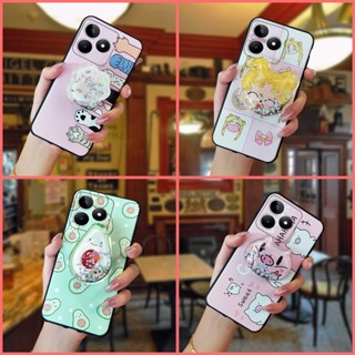 Fashion Design Waterproof Phone Case For Realme C53/Narzo N53 Kickstand Cartoon glisten protective drift sand Soft Case