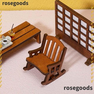 Rosegoods1 โต๊ะไม้จิ๋ว 6 แบบ อุปกรณ์เสริม สําหรับตกแต่งบ้านตุ๊กตา