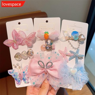 Lovespace กิ๊บติดผมหางปลา ประดับเลื่อม รูปหางปลาดาว เจ้าหญิงนางเงือก โบ สร้างสรรค์ สําหรับเด็กผู้หญิง B3U4 3 ชิ้น