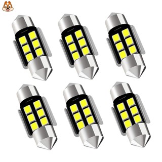 Festoon หลอดไฟซีนอน LED 6000K 6SMD สว่างมาก สีขาว สําหรับติดตกแต่งภายในประตู YKD1