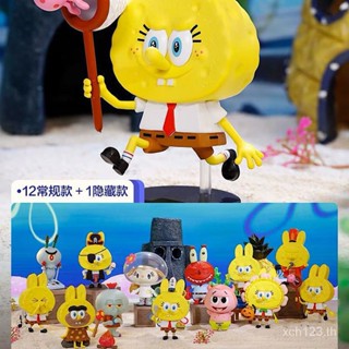 [พร้อมส่ง] ของเล่นฟิกเกอร์ POPMART LABUBU LABUBU SpongeBob SquarePants Series Mystery Box สําหรับตกแต่ง XCIE