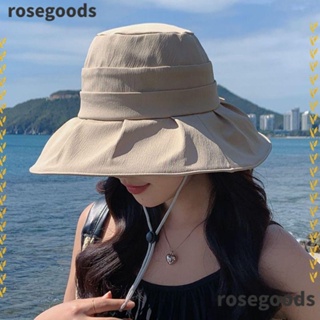 Rosegoods1 หมวกปีกกว้าง ป้องกันรังสียูวี เหมาะกับเดินชายหาดกลางแจ้ง แฟชั่นฤดูร้อน สําหรับผู้หญิง