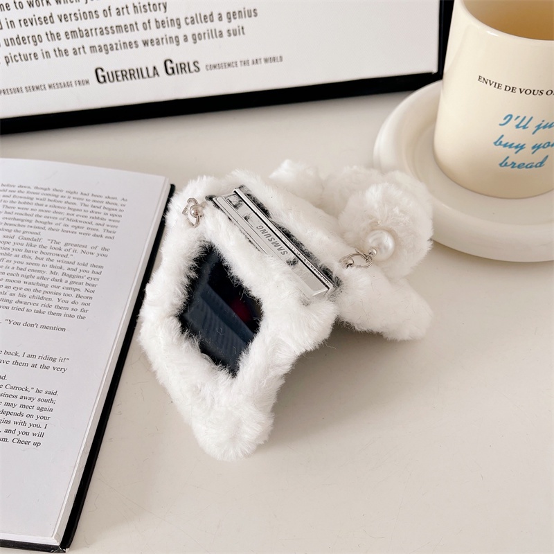 SAMSUNG แฟชั่นปุยกับตุ๊กตาสายคล้องมือเคสโทรศัพท์สําหรับsamsung Galaxy Z Flip 6 5 4 3 2 1 ฝาครอบน่ารั