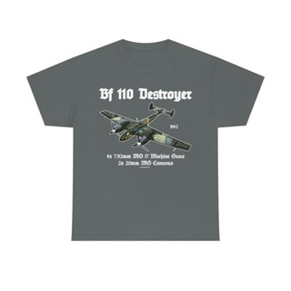 เสื้อยืด พิมพ์ลายเครื่องบินรบเยอรมัน WWII Bf 110 Destroyer สําหรับผู้ชาย            