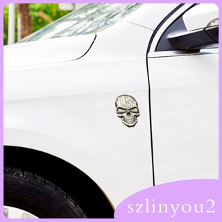 [szlinyou2] สติกเกอร์โลหะ ลายหัวกะโหลก สําหรับติดตกแต่งรถยนต์ รถบรรทุก รถจักรยานยนต์ ฮาโลวีน