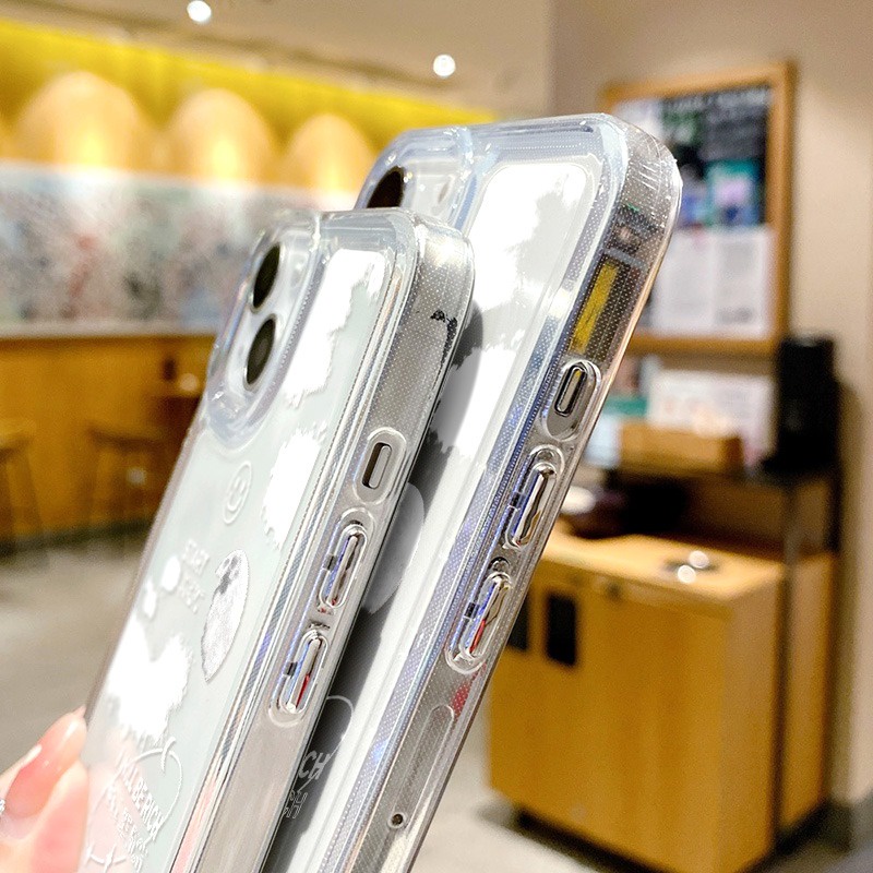 เคสโทรศัพท์เมฆสีขาวใสสำหรับ iPhone 11 13 14 Pro Max 14 XR XS Max 7 8 Plus 12 13 11 Pro Max 13 12 Pro