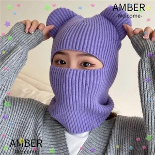 Amber ผ้าพันคอ ผ้าถัก มีฮู้ด กันลม ให้ความอบอุ่น แฟชั่นฤดูหนาว สําหรับผู้หญิง