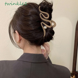 Twinkle1 กิ๊บติดผมหางม้า เนื้อแมตต์ ประดับไข่มุก ลายฉลาม หรูหรา สไตล์เกาหลี สําหรับผู้หญิง