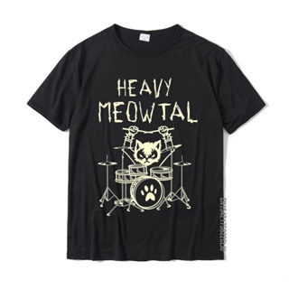 เสื้อยืด พิมพ์ลาย Heavy Meowtal Cat Metal Music Idea Pet Owner สําหรับผู้ชาย