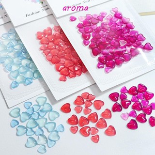 Aroma เครื่องประดับเรซิ่น รูปหัวใจ 3D หลายขนาด สําหรับตกแต่งเล็บ 75 ชิ้น