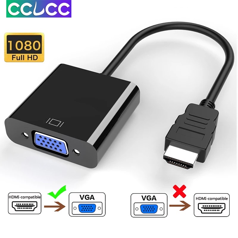 Cclcc 1080P HDMI เป็น VGA อะแดปเตอร์แปลงสายเคเบิลวิดีโอ / พร้อมเสียง / พร้อมเสียง + พลังงาน สําหรับพ